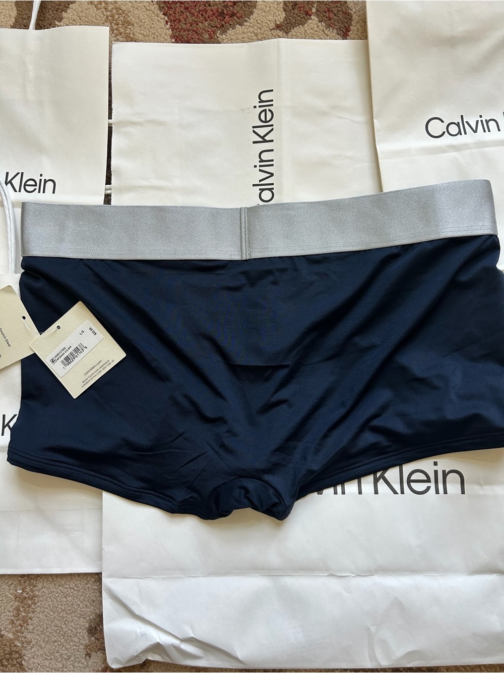Calvin Klein Men Microfiber Stretch steel low rise trunks dark blue/ navy new - Picture 6 of 16